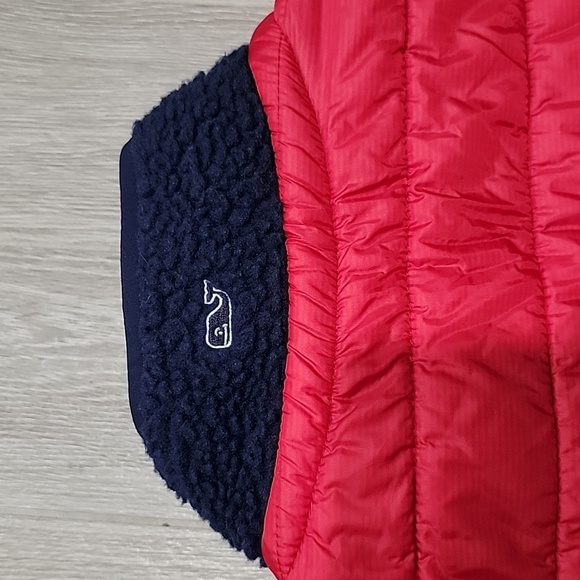 Vineyard Vines Mens Quilted Sherpa Vest Navy & Red Size Medium - Picture 6 of 10
